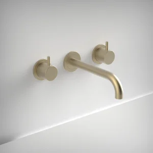 Ava Trend 3 Hole Wall Mounted Basin Mixer W/ Flanges (not Compatible With Backplate) - Brushed Brass