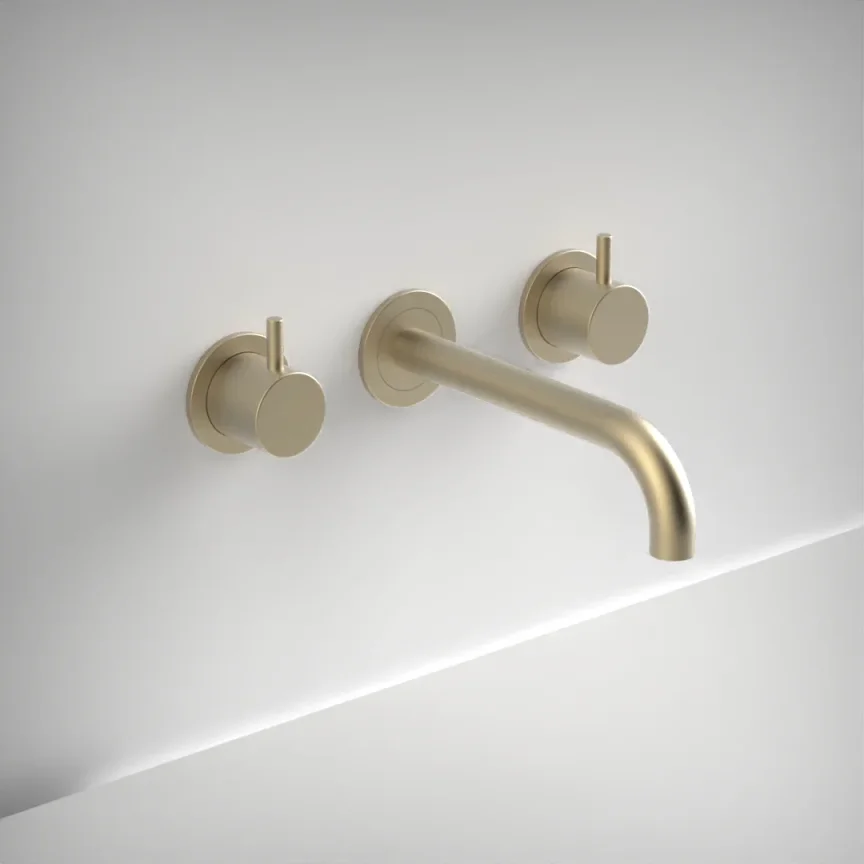 Ava Trend 3 Hole Wall Mounted Basin Mixer W/ Flanges (not Compatible With Backplate) - Brushed Brass product image - Image 1