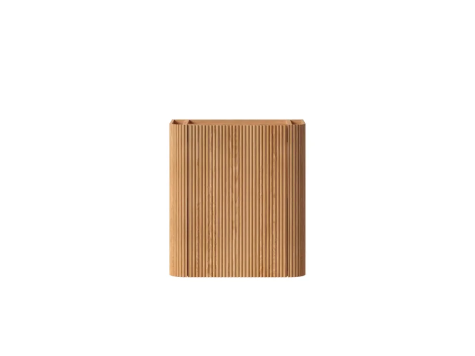 Faeber Lunar Cloakroom Curved Fluted Vanity Unit 450mm - Oak - Left detail view - Image 2