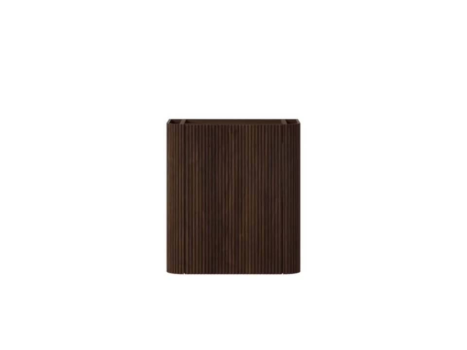 Faeber Lunar Cloakroom Curved Fluted Vanity Unit 450mm - Walnut - Left detail view - Image 2
