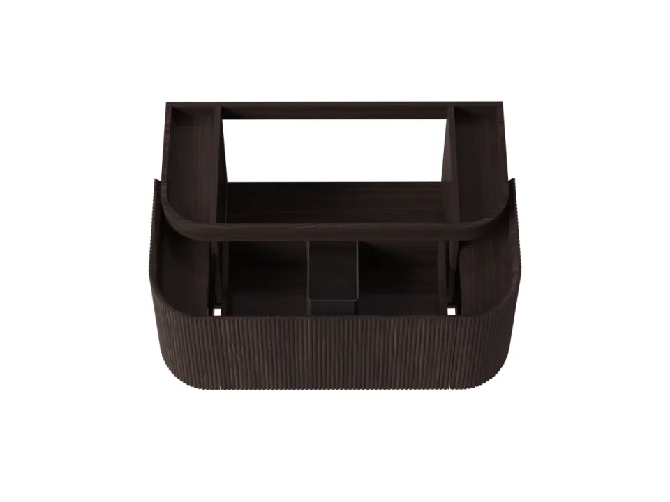 Faeber Lunar 3 Drawer Curved Fluted Vanity Unit 1000mm - Black Walnut detail view - Image 2