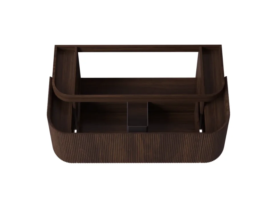 Faeber Lunar 3 Drawer Curved Fluted Vanity Unit 1200mm - Walnut detail view - Image 2