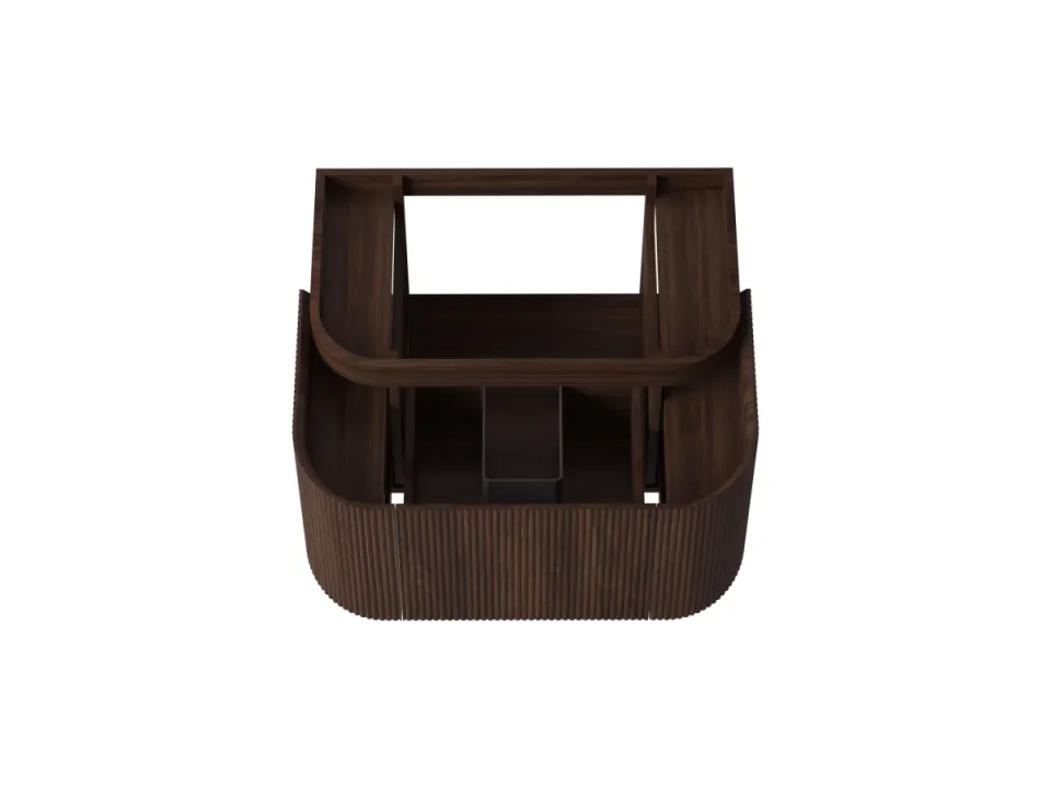 Faeber Lunar 3 Drawer Curved Fluted Vanity Unit 800mm - Walnut detail view - Image 2
