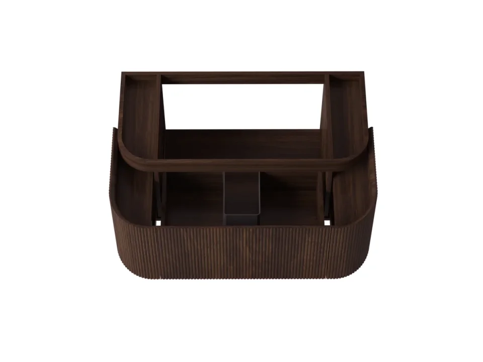 Faeber Lunar 3 Drawer Curved Fluted Vanity Unit 1000mm - Walnut detail view - Image 2