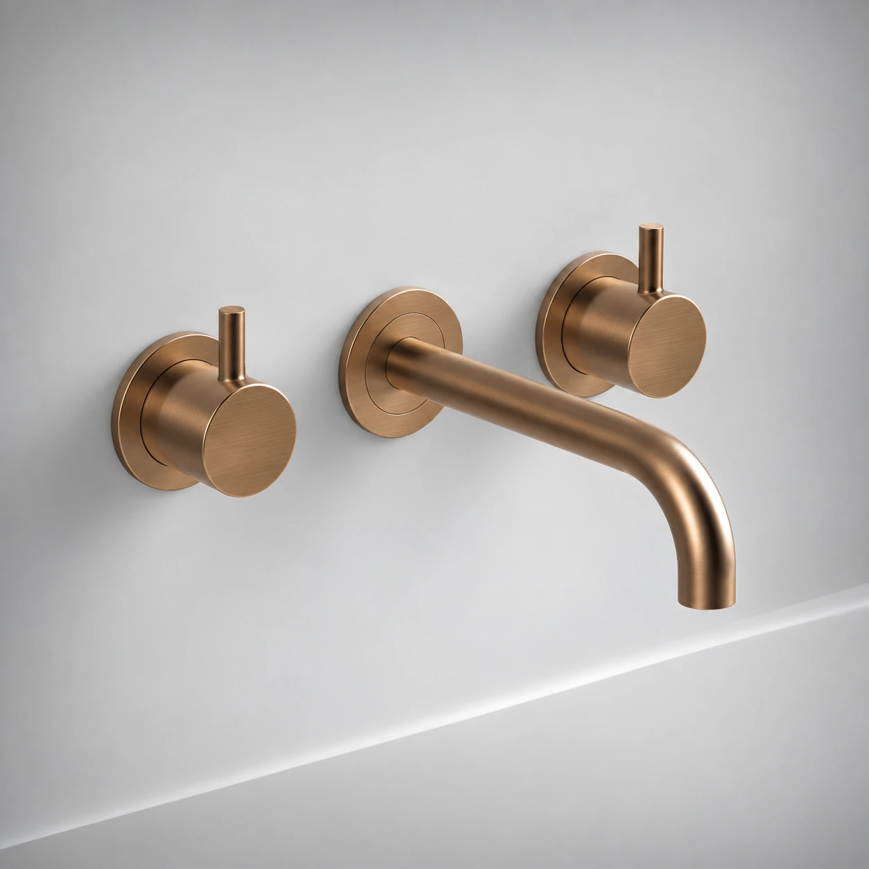 Ava Trend 3 Hole Wall Mounted Basin Mixer W/ Flanges - Brushed Bronze