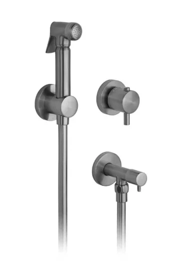 Vado Individual Shattaf Kit With Concealed Thermostatic Mixing Valve And Angle Valve Brushed Gunmetal product image - Image 1