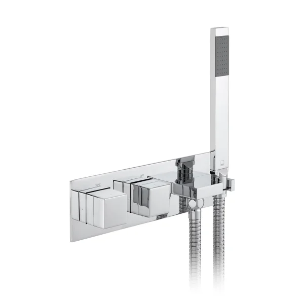 Vado Tablet Notion 2 Outlet 2 Handle Concealed Thermostatic Valve With Integrated Outlet Handset And Hose Chrome Plated