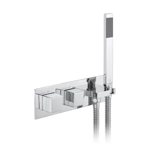 Vado Tablet Notion 2 Outlet 2 Handle Concealed Thermostatic Valve With Integrated Outlet Handset And Hose Chrome Plated