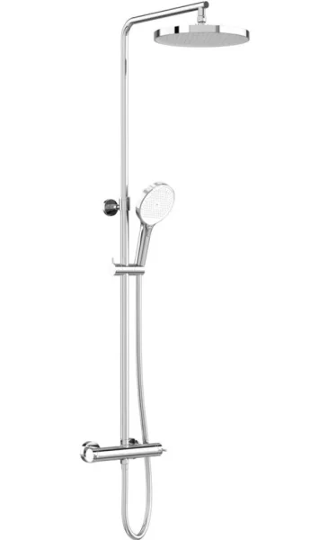 Vado Safari Lever Wall Mounted Exposed Thermostatic Shower Column With Mf Handset And Easyfit Brackets Chrome Plated