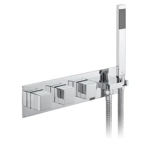 Vado Tablet Notion 3 Outlet 3 Handle Concealed Thermostatic Valve With Integrated Outlet Handset And Hose Chrome Plated