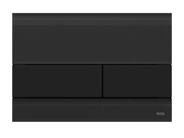 Tece Square Dual Flush, Glass Black, Buttons Black