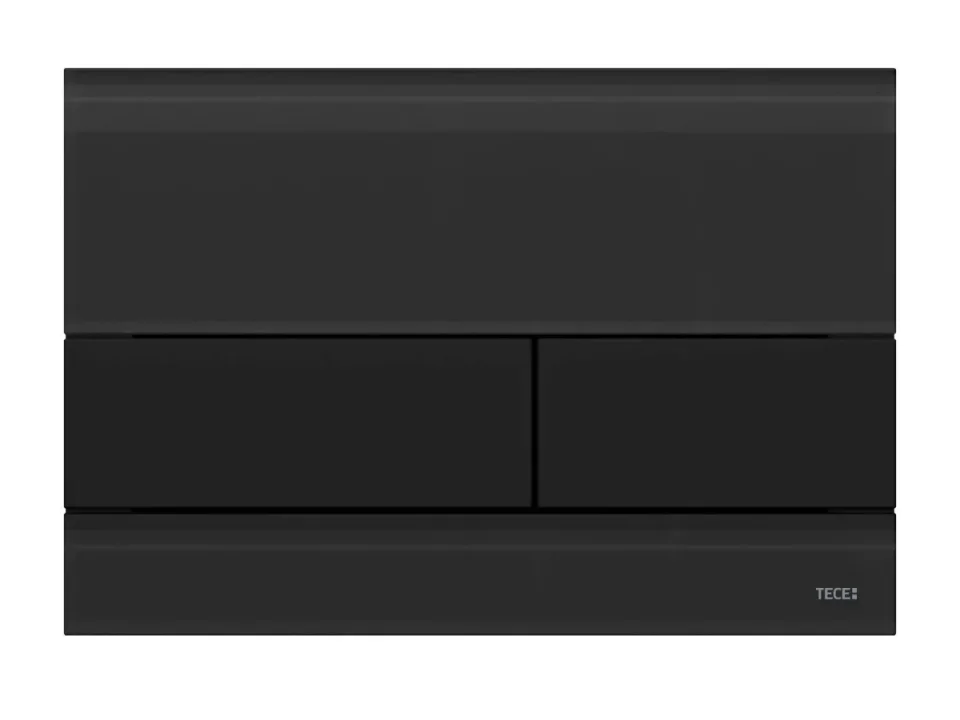 Tece Square Dual Flush, Glass Black, Buttons Black product image - Image 1