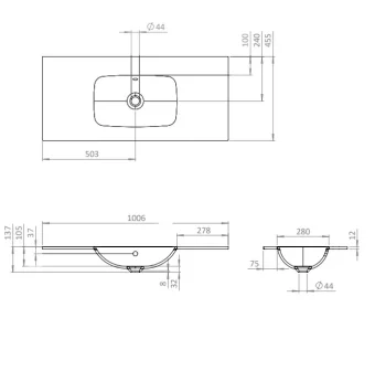 Crosswater Glide Basin Glass 1000 0th Ice White detail view - Image 3