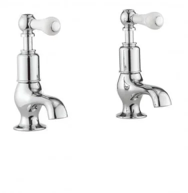 Crosswater Belgravia Lever Basin Taps No Waste Deck Mounted Chrome White Lever detail view - Image 2
