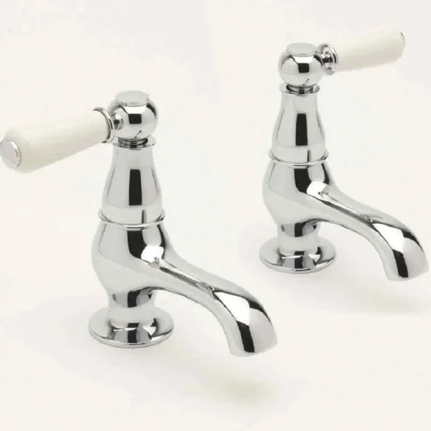 Crosswater Belgravia Lever Basin Taps No Waste Deck Mounted Chrome White Lever detail view - Image 4