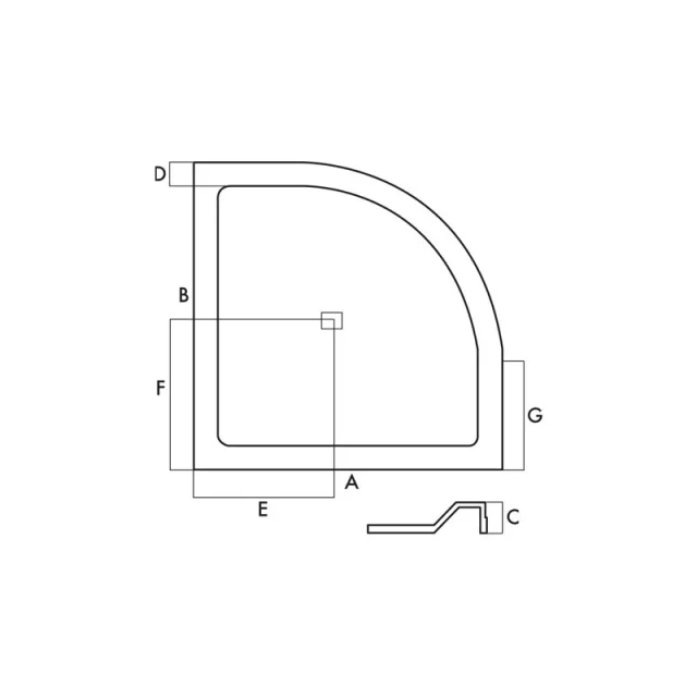London Showers  Symmetry 900 x 900mm Quad Tray & Waste - White technical drawing - Image 3