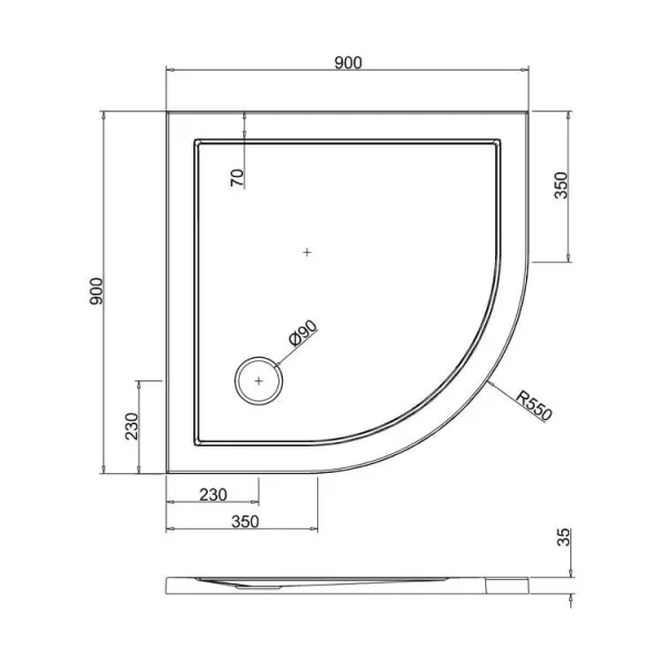 Crosswater Quadrant Shower Tray 900 detail view - Image 3