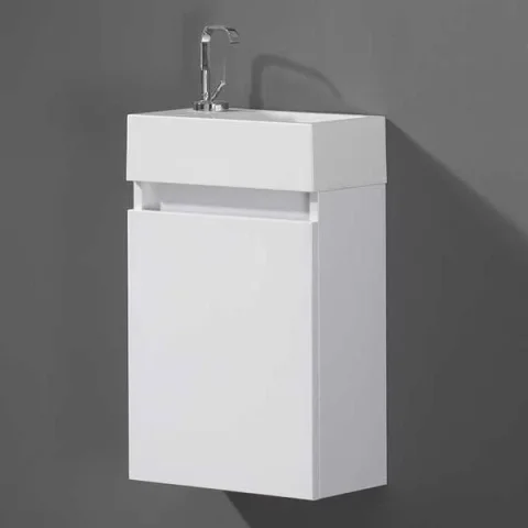 Cubico Minimo 400 Wall Hung Cloakroom Vanity Unit Gloss White product image - Image 1