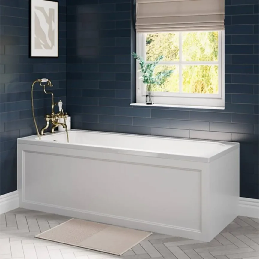 Cubico Lopez L-shape Wooden Bath Front Panel Gloss White