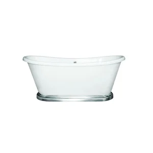 BC Designs Acrylic Boat Freestanding Bath with Plinth Gloss White (Multiple Sizes Available)