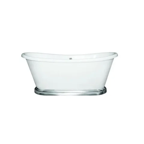 BC Designs Acrylic Boat Freestanding Bath with Plinth Gloss White (Multiple Sizes Available) - Image 1