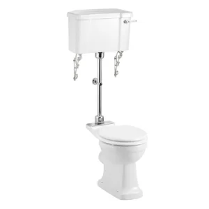 Burlington Medium Level Close Coupled Toilet with 520 Lever Cistern, Flush Pipe & Ornate Brackets (Seat Sold Separately)