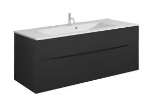 Crosswater Glide II 1000mm Wall Mounted 2 Drawer Vanity Unit with Ceramic Basin Matt Black