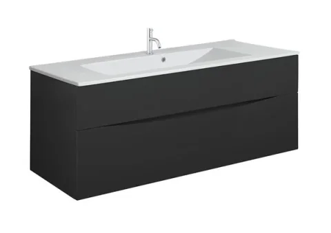 Crosswater Glide II 1000mm Wall Mounted 2 Drawer Vanity Unit with Ceramic Basin Matt Black - Image 1
