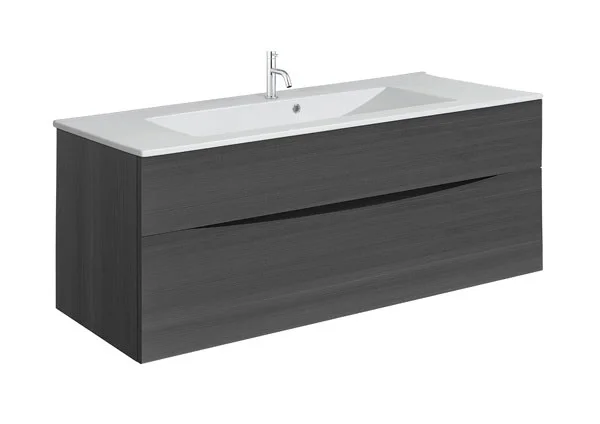Crosswater Glide II 1000mm Wall Mounted 2 Drawer Vanity Unit with Ceramic Basin Steelwood