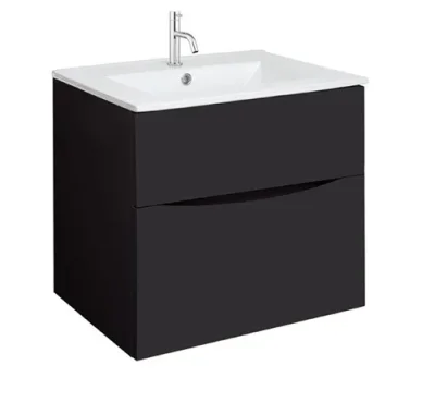 Crosswater Glide II 600mm Wall Mounted 2 Drawer Vanity Unit with Ceramic Basin Matt Black