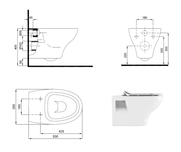 Crosswater Kai Wall Hung Toilet Pan and Soft Close Seat - Image 4