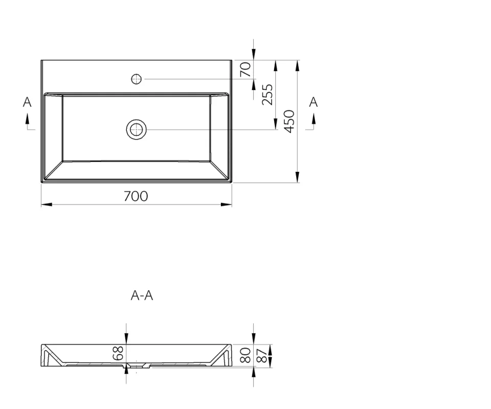 Faeber Venice 700mm Wall Mounted Basin Vanity Unit Matt White - Image 3