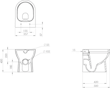 Saneux Air Back to Wall Rimless Toilet Pan and Soft Close Seat - Image 5