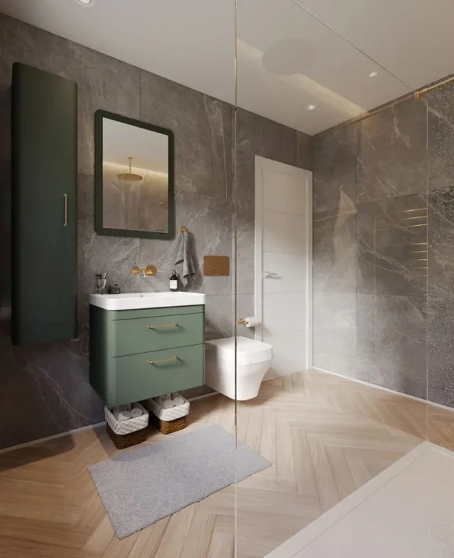 Saneux Hyde 55cm Recessed Mirror Cabinet Matte Sage (Left or Right Hand Available) - Image 2