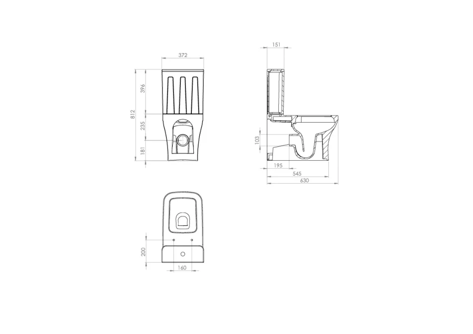 Saneux Indigo Close Coupled Toilet with Rimless Pan, Cistern and Soft Close Seat - Image 3