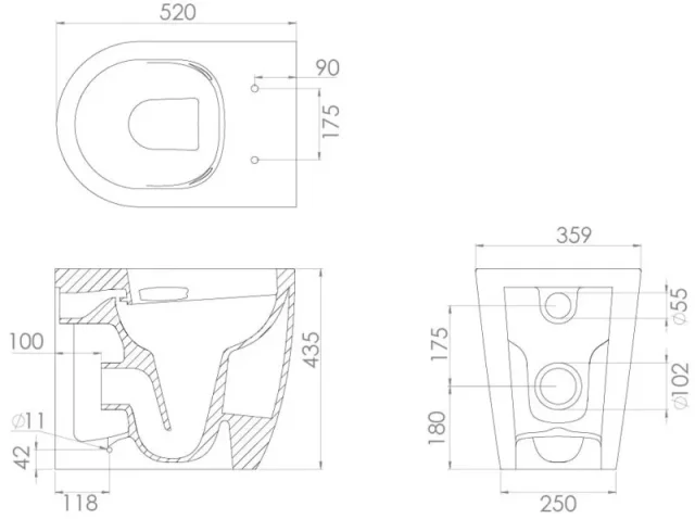 Saneux Uni Back to Wall Rimless Toilet Pan and Soft Close Seat - Image 2