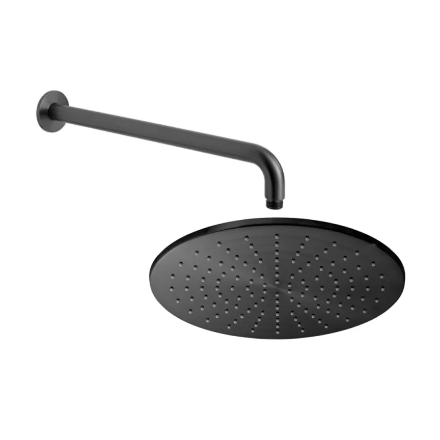 Individual By Vado Single Function Round 300mm Shower Head with Shower Arm Brushed Black - Image 1