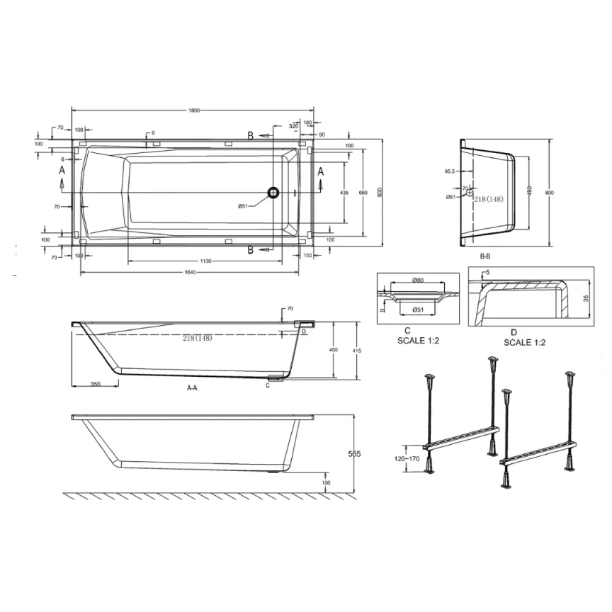 Cleargreen Sustain Acrylic Single Ended Bath (Multiple Sizes) - Image 5