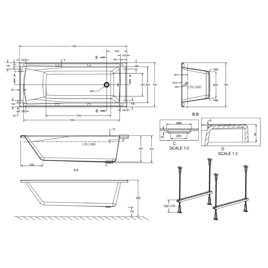 Cleargreen Sustain Acrylic Single Ended Bath (Multiple Sizes) - Image 7