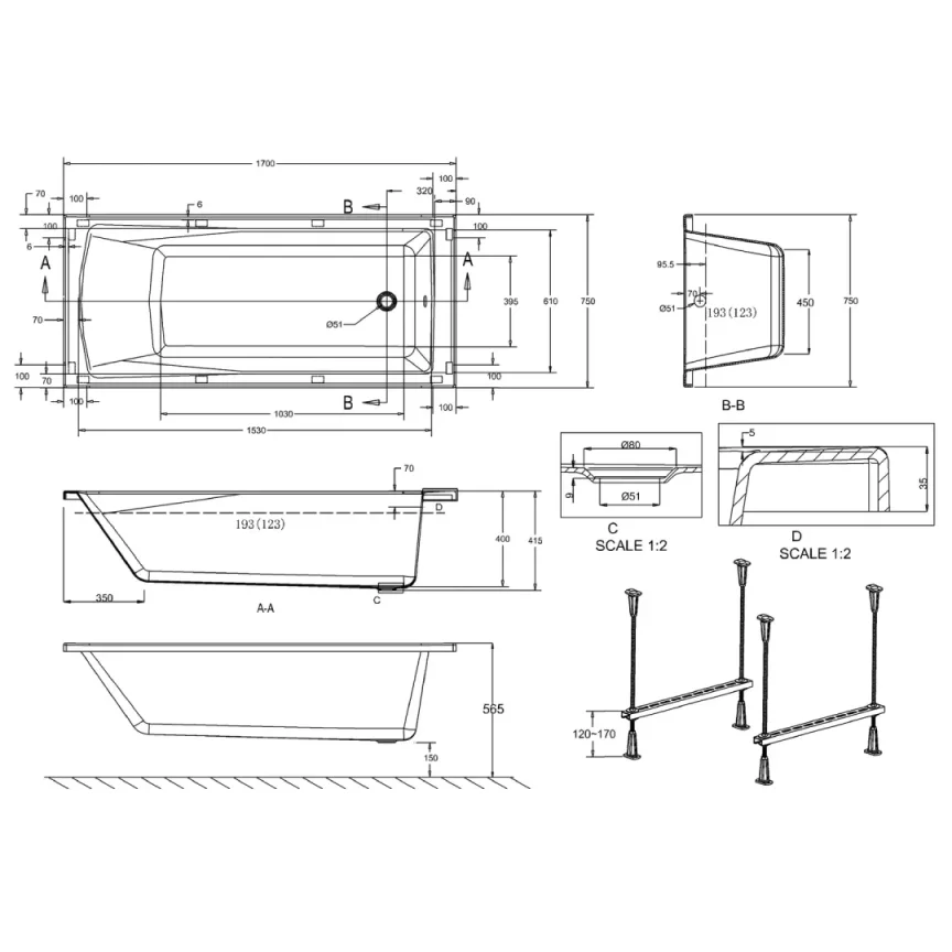 Cleargreen Sustain Acrylic Single Ended Bath (Multiple Sizes) - Image 8
