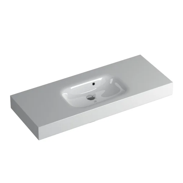 Faeber Infinite S1 Pearl 1200mm Single Central Wall Hung Basin White polished