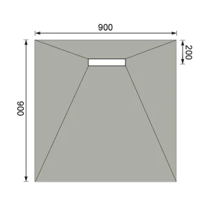 Abacus Elements Linear 300 Shower Tray 9x9 End technical drawing - Image 2