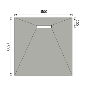 Abacus Elements Linear 300 Shower Tray 15x15 End technical drawing - Image 2