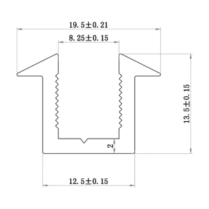 Abacus Glass Recessed Channel -8mm Nickel - 1200mm technical drawing - Image 2
