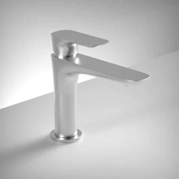 Ava Purity Deck Mounted Basin Mixer Monobloc - Brushed Stainless Steel