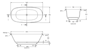 Bc Designs Omnia Bath 1615 X 760 (no Waste) Polished White detail view - Image 3