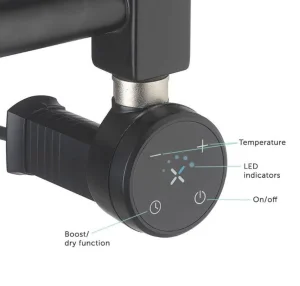 Crosswater Mpro Towel Warmer 480x1380 Electric Matt Black detail view - Image 4