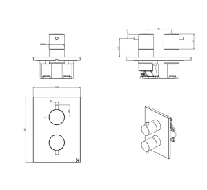 Crosswater Crossbox MPRO 1 Outlet Trim & Levers Brushed Nickel detail view - Image 4
