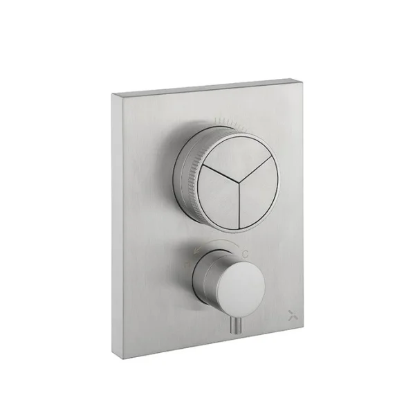 Crosswater Crossbox Push Mpro 3 Outlet Trim & Levers Stainless Steel Effect
