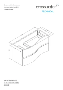Crosswater Svelte S Basin Unit 1000 White Gloss technical drawing - Image 2